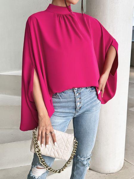 Women's Oversize Smock Neck Knot Back Batwing Sleeve Blouse Shirt Top HY69E4ZBQD - Bona Fide Fashion