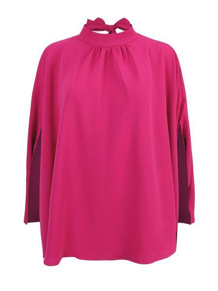 Women's Oversize Smock Neck Knot Back Batwing Sleeve Blouse Shirt Top HY69E4ZBQD - Bona Fide Fashion