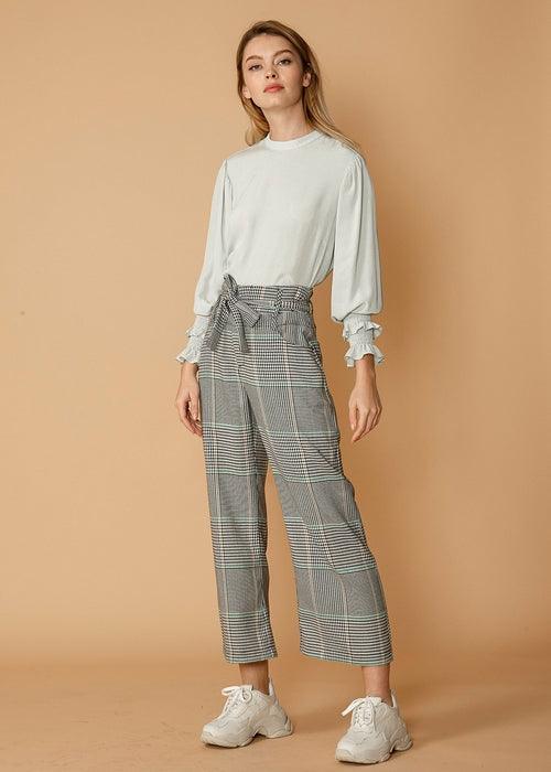 Women's Plaid Tie Waist Cropped Pants in Fall Glen - Bona Fide Fashion