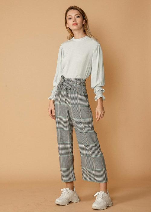 Women's Plaid Tie Waist Cropped Pants in Fall Glen - Bona Fide Fashion