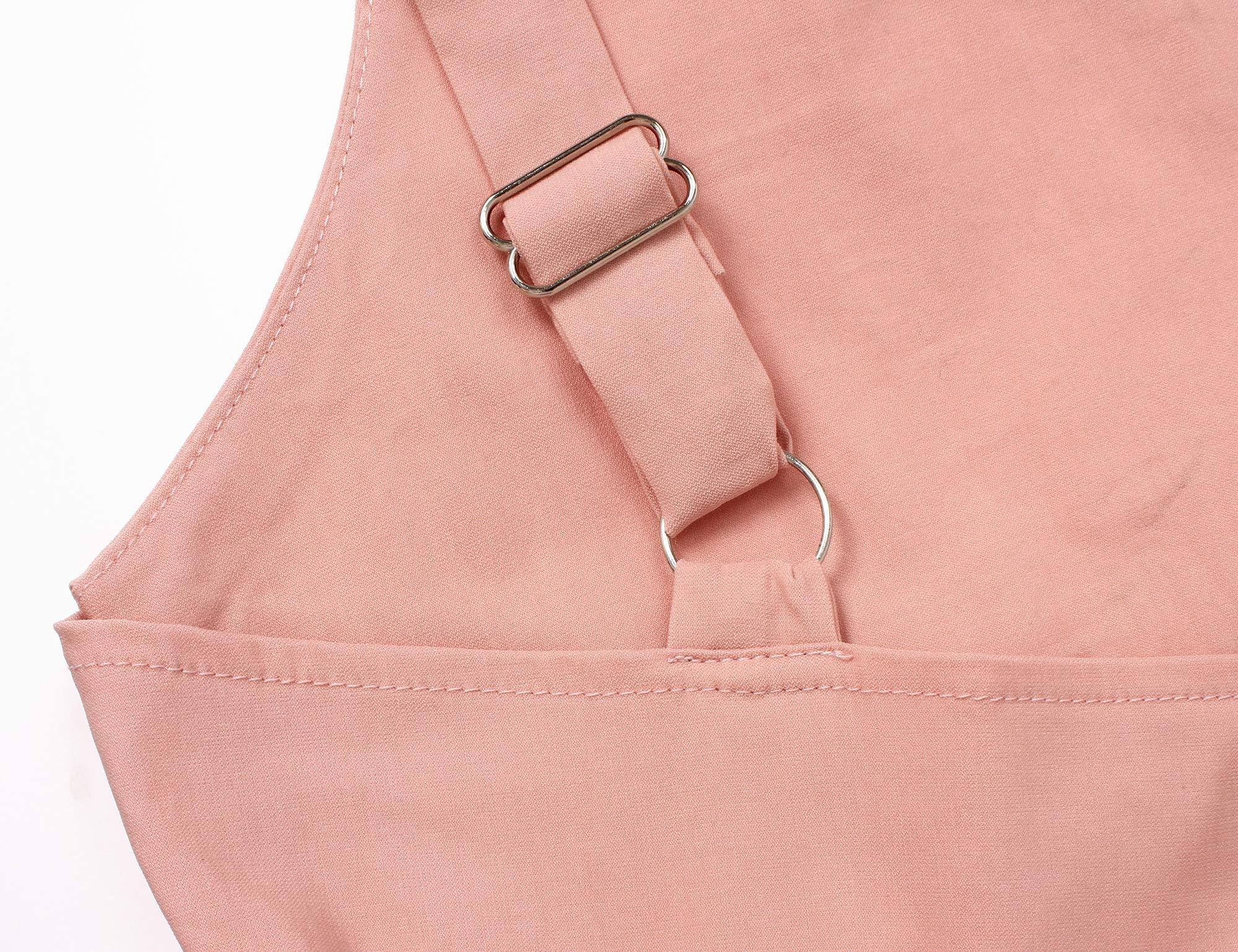 Women Sexy Strap Pink Rompers Summer Bodycon Boat Neck Ruffles Short Pants Cute Jumpsuits with Waistband Zipper Pockets - Bona Fide Fashion