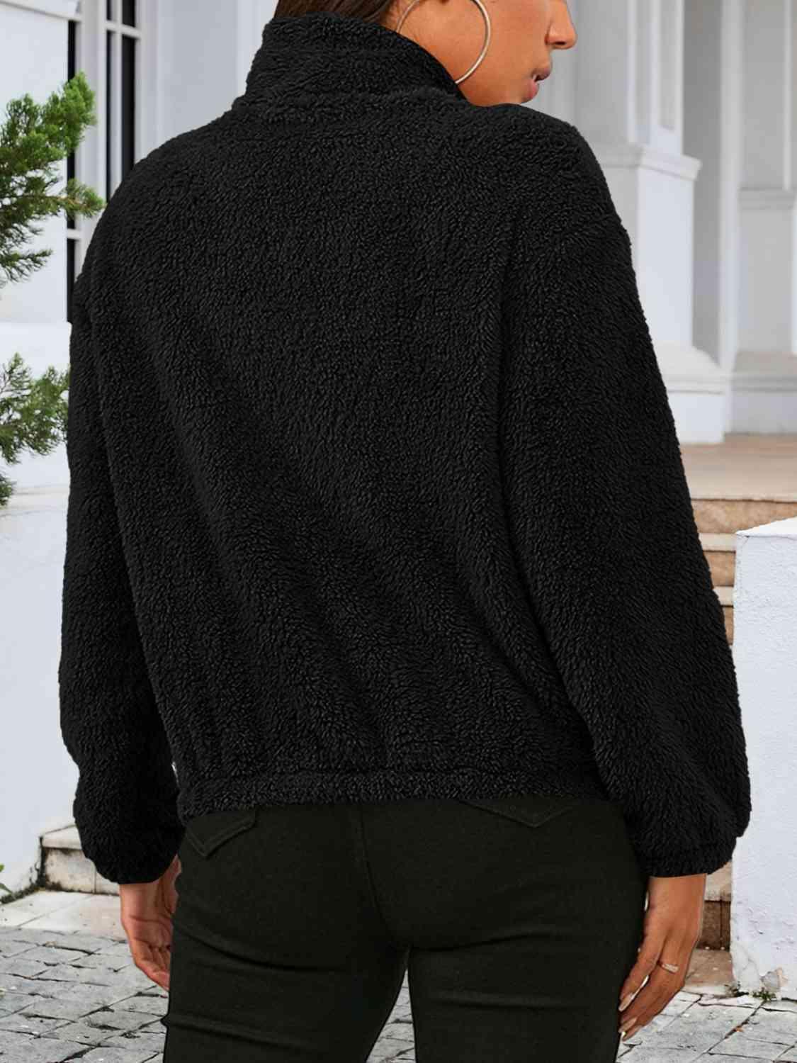Zip Up Turtleneck Long Sleeve Jacket - Bona Fide Fashion